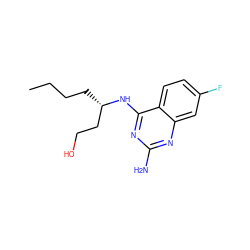 CCCC[C@@H](CCO)Nc1nc(N)nc2cc(F)ccc12 ZINC000223309104