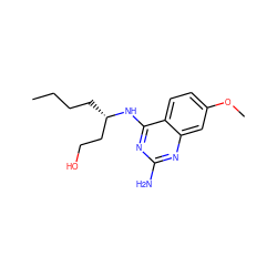 CCCC[C@@H](CCO)Nc1nc(N)nc2cc(OC)ccc12 ZINC000223310352