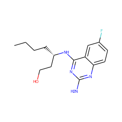 CCCC[C@@H](CCO)Nc1nc(N)nc2ccc(F)cc12 ZINC000205021167