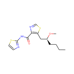 CCCC[C@@H](Cc1scnc1C(=O)Nc1nccs1)OC ZINC000028460139