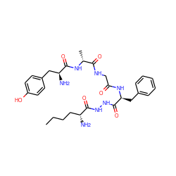 CCCC[C@@H](N)C(=O)NNC(=O)[C@H](Cc1ccccc1)NC(=O)CNC(=O)[C@@H](C)NC(=O)[C@@H](N)Cc1ccc(O)cc1 ZINC000026662347