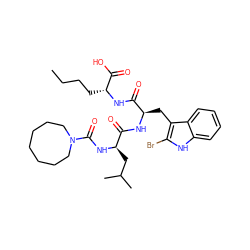 CCCC[C@@H](NC(=O)[C@@H](Cc1c(Br)[nH]c2ccccc12)NC(=O)[C@@H](CC(C)C)NC(=O)N1CCCCCCC1)C(=O)O ZINC000026398827