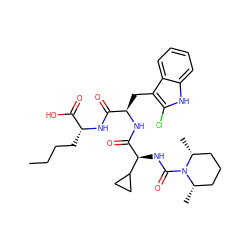 CCCC[C@@H](NC(=O)[C@@H](Cc1c(Cl)[nH]c2ccccc12)NC(=O)[C@@H](NC(=O)N1[C@@H](C)CCC[C@H]1C)C1CC1)C(=O)O ZINC000026387535