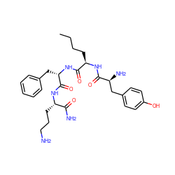 CCCC[C@@H](NC(=O)[C@@H](N)Cc1ccc(O)cc1)C(=O)N[C@@H](Cc1ccccc1)C(=O)N[C@@H](CCCN)C(N)=O ZINC000027749690