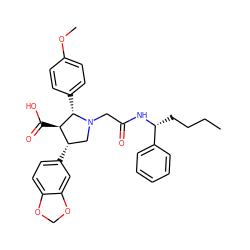 CCCC[C@@H](NC(=O)CN1C[C@H](c2ccc3c(c2)OCO3)[C@@H](C(=O)O)[C@@H]1c1ccc(OC)cc1)c1ccccc1 ZINC000027205020