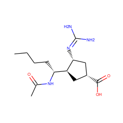 CCCC[C@@H](NC(C)=O)[C@@H]1C[C@@H](C(=O)O)C[C@H]1N=C(N)N ZINC000013558595