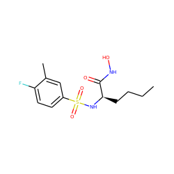 CCCC[C@@H](NS(=O)(=O)c1ccc(F)c(C)c1)C(=O)NO ZINC000014946080