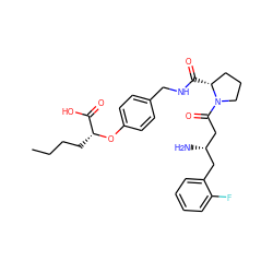 CCCC[C@@H](Oc1ccc(CNC(=O)[C@@H]2CCCN2C(=O)C[C@@H](N)Cc2ccccc2F)cc1)C(=O)O ZINC000028384628