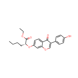 CCCC[C@@H](Oc1ccc2c(=O)c(-c3ccc(O)cc3)coc2c1)C(=O)OCC ZINC000013864249