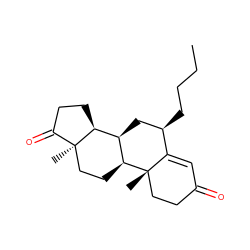 CCCC[C@@H]1C[C@@H]2[C@@H]3CCC(=O)[C@]3(C)CC[C@@H]2[C@@]2(C)CCC(=O)C=C12 ZINC000036289260