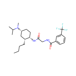 CCCC[C@@H]1C[C@H](N(C)C(C)C)CC[C@@H]1NC(=O)CNC(=O)c1cccc(C(F)(F)F)c1 ZINC000150268145