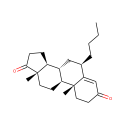 CCCC[C@@H]1C[C@H]2[C@@H]3CCC(=O)[C@@]3(C)CC[C@@H]2[C@@]2(C)CCC(=O)C=C12 ZINC000013736378