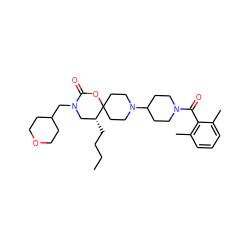 CCCC[C@@H]1CN(CC2CCOCC2)C(=O)OC12CCN(C1CCN(C(=O)c3c(C)cccc3C)CC1)CC2 ZINC000048998250