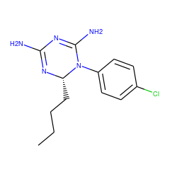 CCCC[C@@H]1N=C(N)N=C(N)N1c1ccc(Cl)cc1 ZINC000013809210