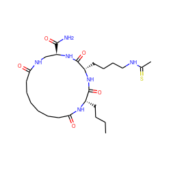 CCCC[C@@H]1NC(=O)CCCCCCC(=O)NC[C@@H](C(N)=O)NC(=O)[C@H](CCCCNC(C)=S)NC1=O ZINC001772589725