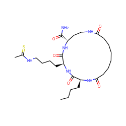 CCCC[C@@H]1NC(=O)CCCCCCC(=O)NCC[C@@H](C(N)=O)NC(=O)[C@H](CCCCNC(C)=S)NC1=O ZINC001772648169