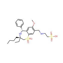 CCCC[C@]1(CC)CS(=O)(=O)c2cc(CNCCS(=O)(=O)O)c(OC)cc2[C@@H](c2ccccc2)N1 ZINC000096270853