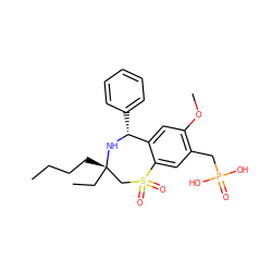 CCCC[C@]1(CC)CS(=O)(=O)c2cc(CP(=O)(O)O)c(OC)cc2[C@@H](c2ccccc2)N1 ZINC000096270854