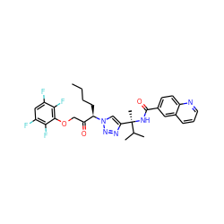 CCCC[C@H](C(=O)COc1c(F)c(F)cc(F)c1F)n1cc([C@@](C)(NC(=O)c2ccc3ncccc3c2)C(C)C)nn1 ZINC000473152689