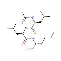 CCCC[C@H](C=O)NC(=O)[C@@H](CC(C)C)NC(=O)[C@H](CC(C)C)NC(C)=O ZINC000025723677