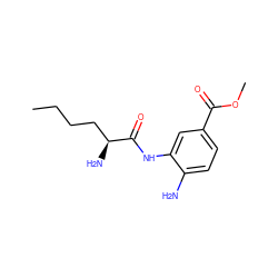 CCCC[C@H](N)C(=O)Nc1cc(C(=O)OC)ccc1N ZINC000299864255