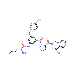 CCCC[C@H](N)C(=O)Nc1cc(Cc2ccc(O)cc2)cc(C(=O)N2CCC[C@H]2C(=O)NCc2ccccc2C(=O)O)c1 ZINC000042807842