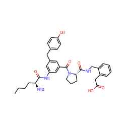 CCCC[C@H](N)C(=O)Nc1cc(Cc2ccc(O)cc2)cc(C(=O)N2CCC[C@H]2C(=O)NCc2ccccc2CC(=O)O)c1 ZINC000044351875