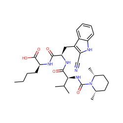 CCCC[C@H](NC(=O)[C@@H](Cc1c(C#N)[nH]c2ccccc12)NC(=O)[C@@H](NC(=O)N1[C@@H](C)CCC[C@H]1C)C(C)C)C(=O)O ZINC000026398390