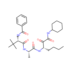 CCCC[C@H](NC(=O)[C@H](C)NC(=O)[C@@H](NC(=O)c1ccccc1)C(C)(C)C)C(=O)C(=O)NC1CCCCC1 ZINC000169694567