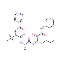 CCCC[C@H](NC(=O)[C@H](C)NC(=O)[C@@H](NC(=O)c1ccncc1)C(C)(C)C)C(=O)C(=O)NC1CCCCC1 ZINC000169694568