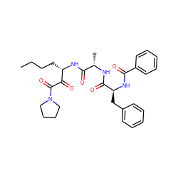 CCCC[C@H](NC(=O)[C@H](C)NC(=O)[C@H](Cc1ccccc1)NC(=O)c1ccccc1)C(=O)C(=O)N1CCCC1 ZINC000208745917