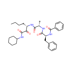 CCCC[C@H](NC(=O)[C@H](C)NC(=O)[C@H](Cc1ccccc1)NC(=O)c1ccccc1)C(=O)C(=O)NC1CCCCC1 ZINC000204166809