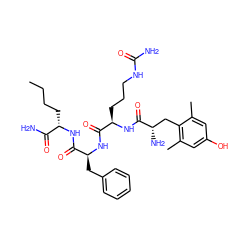 CCCC[C@H](NC(=O)[C@H](Cc1ccccc1)NC(=O)[C@@H](CCCNC(N)=O)NC(=O)[C@@H](N)Cc1c(C)cc(O)cc1C)C(N)=O ZINC000095571824
