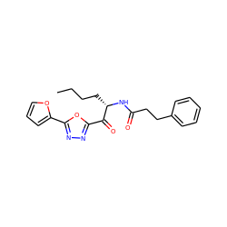 CCCC[C@H](NC(=O)CCc1ccccc1)C(=O)c1nnc(-c2ccco2)o1 ZINC000029125091