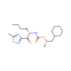 CCCC[C@H](NC(=O)O[C@@H](C)CC1CCCCC1)C(=O)c1noc(C)n1 ZINC000028348584