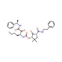 CCCC[C@H](NC(=O)O[C@@H]1C(=O)N(C(=O)NCCc2ccccc2)CC1(C)C)C(=O)C(=O)N[C@H](C)c1ccccc1 ZINC000028572488