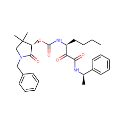 CCCC[C@H](NC(=O)O[C@@H]1C(=O)N(Cc2ccccc2)CC1(C)C)C(=O)C(=O)N[C@H](C)c1ccccc1 ZINC000028572580