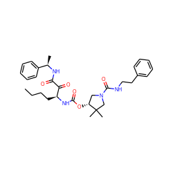 CCCC[C@H](NC(=O)O[C@@H]1CN(C(=O)NCCc2ccccc2)CC1(C)C)C(=O)C(=O)N[C@H](C)c1ccccc1 ZINC000049777549