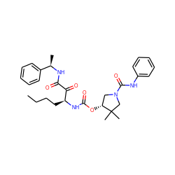 CCCC[C@H](NC(=O)O[C@@H]1CN(C(=O)Nc2ccccc2)CC1(C)C)C(=O)C(=O)N[C@H](C)c1ccccc1 ZINC000049793499