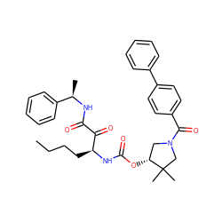 CCCC[C@H](NC(=O)O[C@@H]1CN(C(=O)c2ccc(-c3ccccc3)cc2)CC1(C)C)C(=O)C(=O)N[C@H](C)c1ccccc1 ZINC000049780462