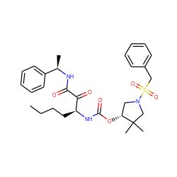 CCCC[C@H](NC(=O)O[C@@H]1CN(S(=O)(=O)Cc2ccccc2)CC1(C)C)C(=O)C(=O)N[C@H](C)c1ccccc1 ZINC000049792975