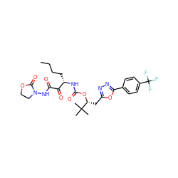 CCCC[C@H](NC(=O)O[C@H](Cc1nnc(-c2ccc(C(F)(F)F)cc2)o1)C(C)(C)C)C(=O)C(=O)NN1CCOC1=O ZINC000028460307