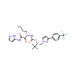 CCCC[C@H](NC(=O)O[C@H](Cn1ccc(-c2ccc(C(F)(F)F)cc2)n1)C(C)(C)C)C(=O)C(=O)Nc1ccn[nH]1 ZINC000003948473