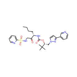 CCCC[C@H](NC(=O)O[C@H](Cn1ccc(-c2cccnc2)n1)C(C)(C)C)C(=O)CNS(=O)(=O)c1ccccn1 ZINC000003988879