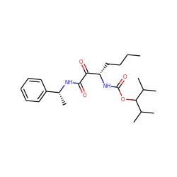 CCCC[C@H](NC(=O)OC(C(C)C)C(C)C)C(=O)C(=O)N[C@H](C)c1ccccc1 ZINC000013589445