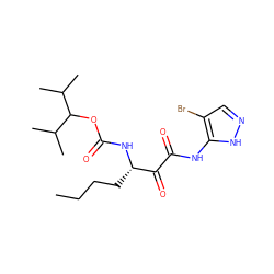 CCCC[C@H](NC(=O)OC(C(C)C)C(C)C)C(=O)C(=O)Nc1[nH]ncc1Br ZINC000013559137