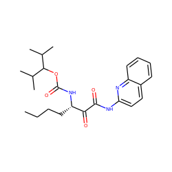 CCCC[C@H](NC(=O)OC(C(C)C)C(C)C)C(=O)C(=O)Nc1ccc2ccccc2n1 ZINC000013559112