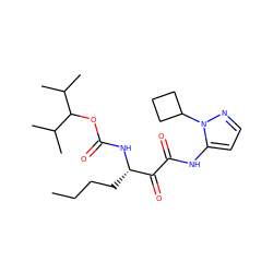 CCCC[C@H](NC(=O)OC(C(C)C)C(C)C)C(=O)C(=O)Nc1ccnn1C1CCC1 ZINC000013559124