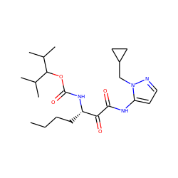 CCCC[C@H](NC(=O)OC(C(C)C)C(C)C)C(=O)C(=O)Nc1ccnn1CC1CC1 ZINC000013559122