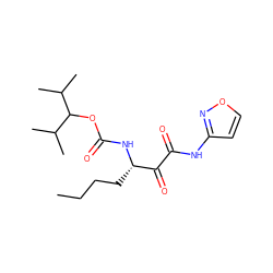 CCCC[C@H](NC(=O)OC(C(C)C)C(C)C)C(=O)C(=O)Nc1ccon1 ZINC000013559116